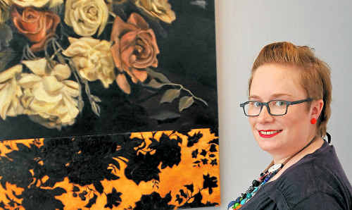 Felicity Watson checks out some of the botanical art from the Felicity Watson checks out some of the botanical art from the