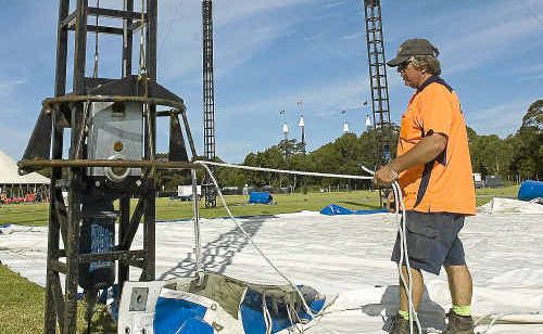 Tent master Marty Ashton busy setting up one of the tents for the start of Bluesfest on Thursday. Tent master Marty Ashton busy setting up one of the tents for the start of Bluesfest on Thursday.