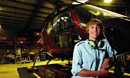 Morgan Vidler celebrates his 16th birthday ... and gaining his student helicopter pilot’s licence. Morgan Vidler celebrates his 16th birthday ... and gaining his student helicopter pilot’s licence.
