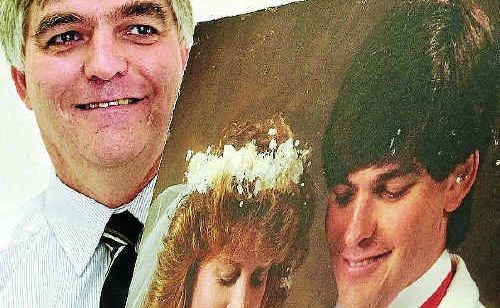 Helidon resident Rick Emmerson is reunited with his wedding portrait which was presumed lost after January 10. The portrait was salvaged from the mud and debris near Lockyer Creek. Helidon resident Rick Emmerson is reunited with his wedding portrait which was presumed lost after January 10. The portrait was salvaged from the mud and debris near Lockyer Creek.