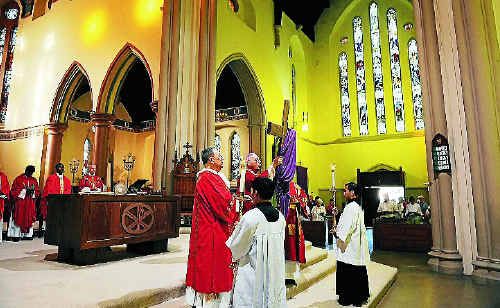 Bishop Geoffrey Jarrett at the Good Friday service at St Carthage’s Cathedral. Bishop Geoffrey Jarrett at the Good Friday service at St Carthage’s Cathedral.