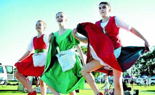Irish jig prize winners (from left) Mhairi Gorman, 13, Freya Ramsay, 12, and Brittany Treadwell danced up a storm on Saturday. Irish jig prize winners (from left) Mhairi Gorman, 13, Freya Ramsay, 12, and Brittany Treadwell danced up a storm on Saturday.
