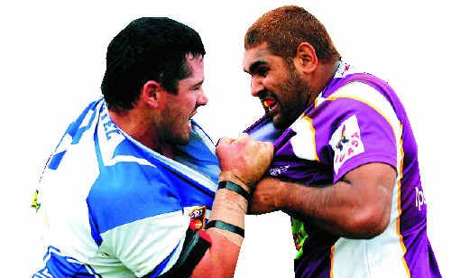 Nat Sewell and Dwayne Duke tough it out in a recent derby. Nat Sewell and Dwayne Duke tough it out in a recent derby.