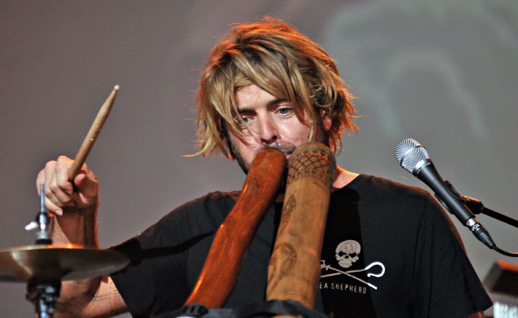 Multi-instrumentalist Xavier Rudd plays his rhythmic and energetic style to packed audiences. Multi-instrumentalist Xavier Rudd plays his rhythmic and energetic style to packed audiences.