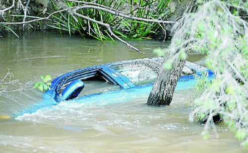 The submerged car. The submerged car.