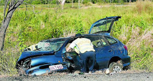 Both drivers, of this blue Kia Rio hatchback and Ford Festiva hatchback, received serious injuries in a head-on crash on Emu Park Road yesterday morning. Both drivers, of this blue Kia Rio hatchback and Ford Festiva hatchback, received serious injuries in a head-on crash on Emu Park Road yesterday morning.