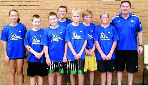Players Zahli Smyth, Myles Hagan, Tyson Blackadder, Broadie Bormann, Bryson Pedro, Jayden Ash and Bryce Crispin, with coach Mark Watkins. Players Zahli Smyth, Myles Hagan, Tyson Blackadder, Broadie Bormann, Bryson Pedro, Jayden Ash and Bryce Crispin, with coach Mark Watkins.