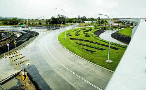 Rain has caused a delay in the opening of the new roundabout at Tevan Road that is part of the Ballina bypass. Rain has caused a delay in the opening of the new roundabout at Tevan Road that is part of the Ballina bypass.