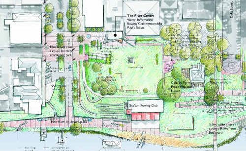 An artist’s impression of the council’s ambitious Grafton Waterfront Precinct plan. An artist’s impression of the council’s ambitious Grafton Waterfront Precinct plan.