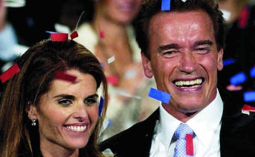Arnold Schwarzenegger and his wife, Maria Shriver, celebrate his victory in the California governor election. Arnold Schwarzenegger and his wife, Maria Shriver, celebrate his victory in the California governor election.