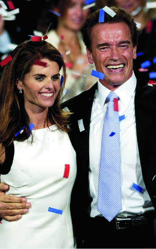 Arnold Schwarzenegger and his wife, Maria Shriver, celebrate his victory in the California governor election. Arnold Schwarzenegger and his wife, Maria Shriver, celebrate his victory in the California governor election.