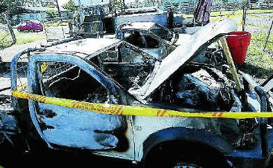 Vandals set fire to three vehicles and one Kenworth prime mover at Forest Enterprises in Dean St, Casino in the early hours of May 15. Vandals set fire to three vehicles and one Kenworth prime mover at Forest Enterprises in Dean St, Casino in the early hours of May 15.