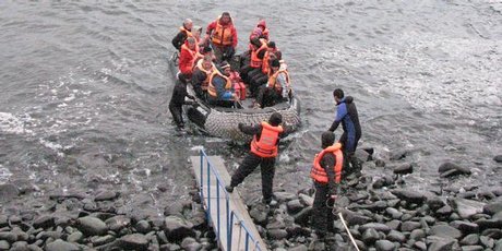 Landing at Cape Horn. Landing at Cape Horn.