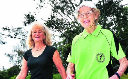 Veronica Fischer (right) and Joan Darlington put in the hard yards ahead of taking part in the Gold Coast half marathon. Veronica Fischer (right) and Joan Darlington put in the hard yards ahead of taking part in the Gold Coast half marathon.