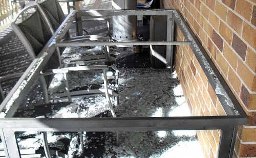 A glass table top spontaneously exploded at a Hervey Bay home last week. A glass table top spontaneously exploded at a Hervey Bay home last week.