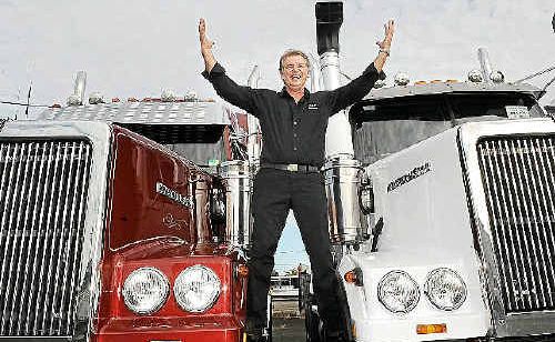 THINK BIG: Southside Truck Centre sales manager Steve Wright with two Western Star prime-movers that will feature at Primex. THINK BIG: Southside Truck Centre sales manager Steve Wright with two Western Star prime-movers that will feature at Primex.