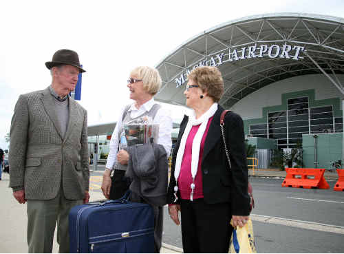 Sandra Berardi, with her parents John and Alma Kowitz, says it’s a shame Tiger Airways has decided to withdraw its Mackay-Melbourne service.