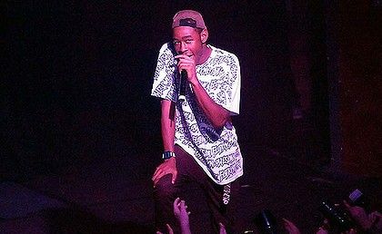 Tyler Okonma on stage in Brisbane. Tyler Okonma on stage in Brisbane.