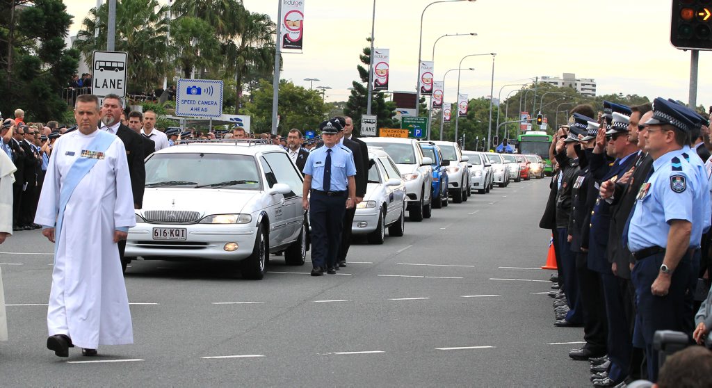 The funeral procession for Detective Senior Constable Damian Leeding. The funeral procession for Detective Senior Constable Damian Leeding.