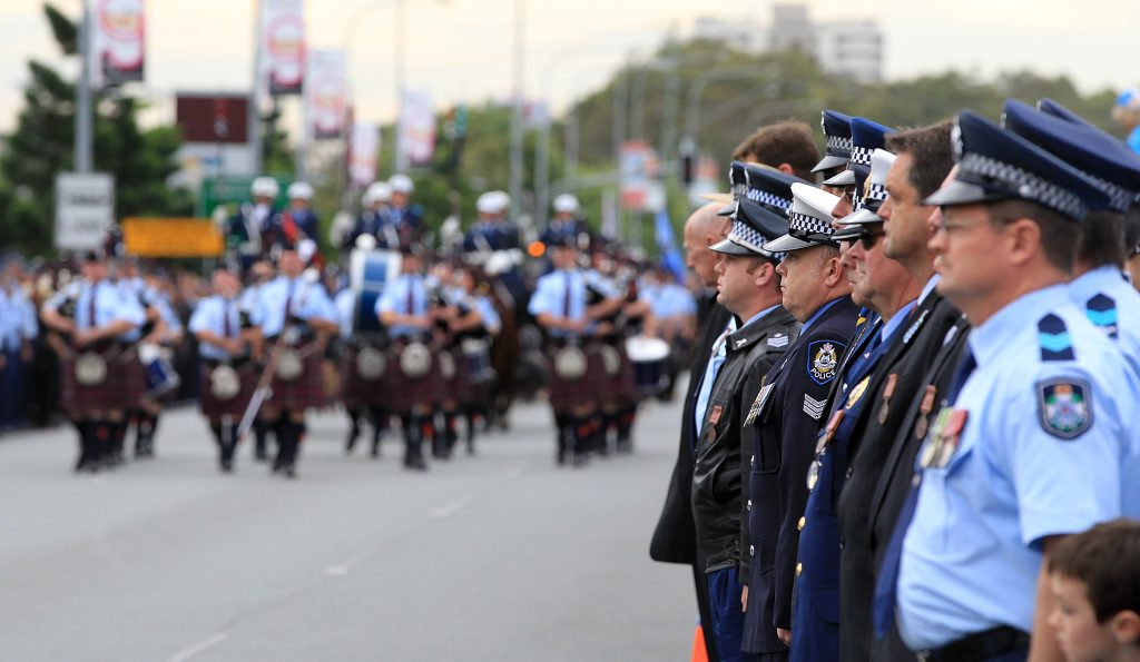 Police show their respect at the funeral of Detective Senior Constable Damian Leeding. Police show their respect at the funeral of Detective Senior Constable Damian Leeding.