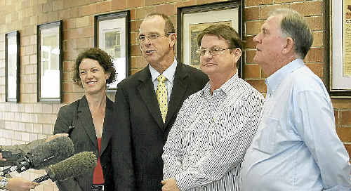 Kirsten Livermore, left, Agriculture Minister Joe Ludwig, Robert Schwarten and Graeme Brady at the announcement of $900,000 in funding to repair Rockhampton’s airport. Kirsten Livermore, left, Agriculture Minister Joe Ludwig, Robert Schwarten and Graeme Brady at the announcement of $900,000 in funding to repair Rockhampton’s airport.