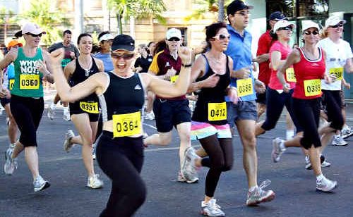 A Rocky River Run 2009 competitor shows her enthusiasm. A Rocky River Run 2009 competitor shows her enthusiasm.