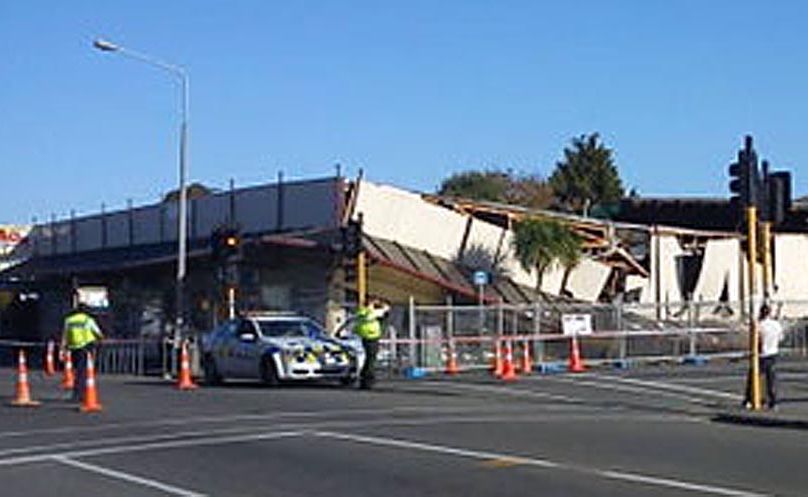 Collapsed buildings in quake-hit Christchurch. Collapsed buildings in quake-hit Christchurch.