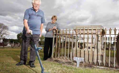 Volunteers Robin Poole and Marlene Whitehead at work at Ipswich Cemetery. Volunteers Robin Poole and Marlene Whitehead at work at Ipswich Cemetery.