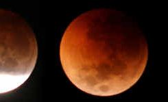 Yesterday’s total lunar eclipse moves through its three stages between 4.30am and 5.30am.