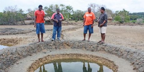Michael Croker (at right) supervises traditional salt-making at Lomawai, Fiji. Michael Croker (at right) supervises traditional salt-making at Lomawai, Fiji.