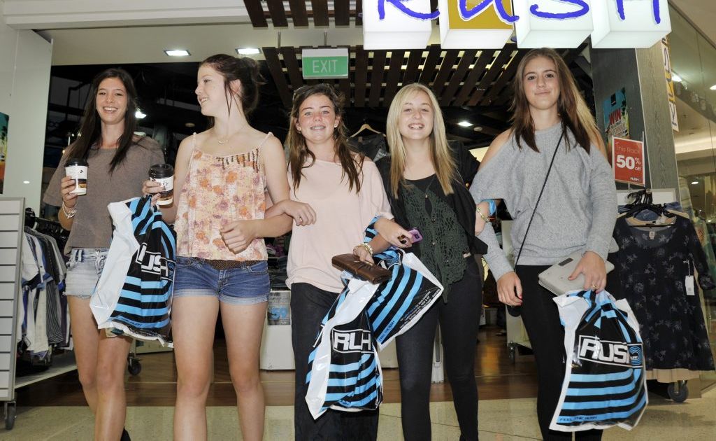 Mercedes Ash, 14, Madeline Hall, 14, Madeline O'OSullivan, 14, Madeline Stevens, 14, and Renee Wildman are enjoying the mid year sales at Stockland, Gladstone. Mercedes Ash, 14, Madeline Hall, 14, Madeline O'OSullivan, 14, Madeline Stevens, 14, and Renee Wildman are enjoying the mid year sales at Stockland, Gladstone.