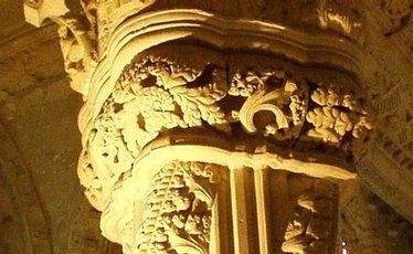 The Apprentice Pillar inside Rosslyn Chapel. The Apprentice Pillar inside Rosslyn Chapel.