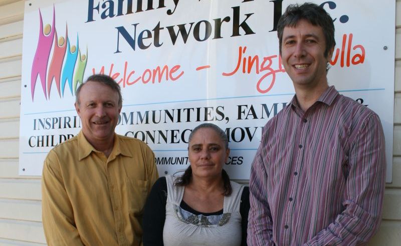 FSN manager Neil Morton with Indigenous trainee Patricia Roberts and NRSDC CEO Tony Davies. FSN manager Neil Morton with Indigenous trainee Patricia Roberts and NRSDC CEO Tony Davies.