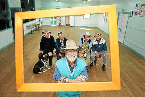 Bentley Hall Art Prize hangers of 27 years ready to roll. Centre front John Doman and back from left Allan Trustum and his dog Bob, George McKenna, Gordon Serone and Lloyd Armstrong. Bentley Hall Art Prize hangers of 27 years ready to roll. Centre front John Doman and back from left Allan Trustum and his dog Bob, George McKenna, Gordon Serone and Lloyd Armstrong.