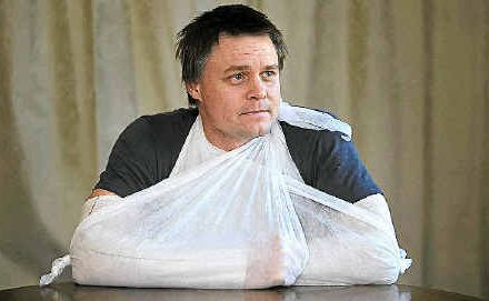 Grafton Vikings captain Dan Boorman contemplates his elbow-smashing fall.