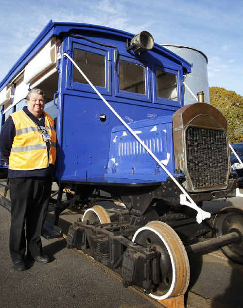 Workshops Rail Museum curator David Mewes with the 93-year-old railmotor that is leaving for a trip to north Queensland. Workshops Rail Museum curator David Mewes with the 93-year-old railmotor that is leaving for a trip to north Queensland.