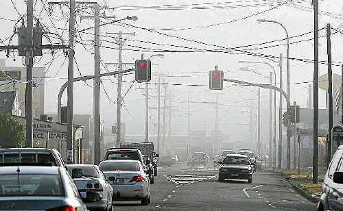 Fog engulfed the city of Ipswich yesterday morning as commuters made their way to work. Fog engulfed the city of Ipswich yesterday morning as commuters made their way to work.