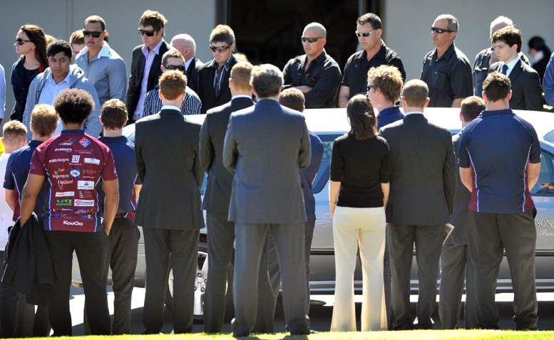 Hundreds pay their respects to young rugby player Halley Appleby in Nambour today. Picture: John McCutcheon Hundreds pay their respects to young rugby player Halley Appleby in Nambour today. Picture: John McCutcheon