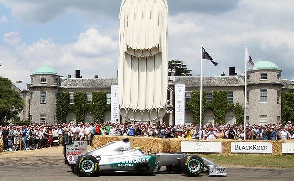 A Mercedes formula one car at Goodwood House. A Mercedes formula one car at Goodwood House.