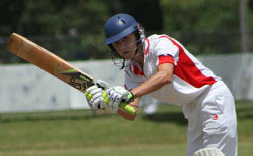 Australian All-Star Under-16 indoor cricket representative Brendan Cleaver plays a shot at McKittrick Park. Australian All-Star Under-16 indoor cricket representative Brendan Cleaver plays a shot at McKittrick Park.
