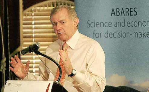 Federal Minister for Regional Development, MP Simon Crean, promotes the carbon tax package in Rockhampton yesterday.