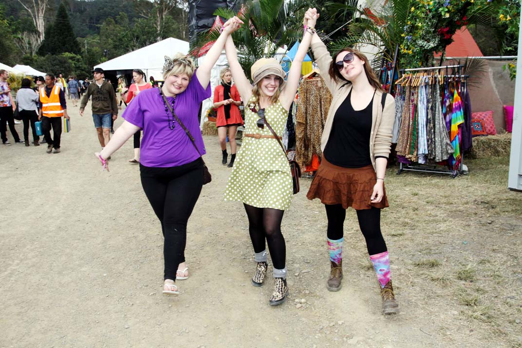 Alex Boylon, Natalie Villchez and Jamie Lea at Splendour in the Grass 2011.
