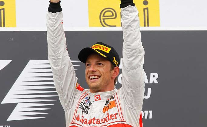 Jenson Button wins the Hungarian Grand Prix. Jenson Button wins the Hungarian Grand Prix.