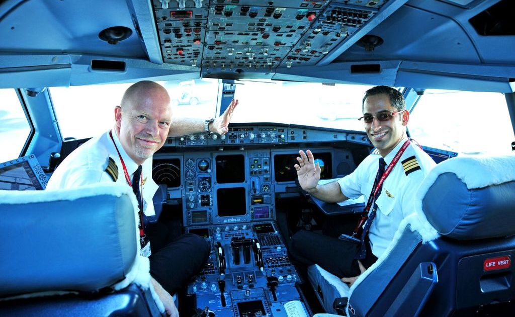 Danish Captain, Lars Schoyen and First Officer Nabeel Al Balooshi, leading the first flight to Copenhagen. Danish Captain, Lars Schoyen and First Officer Nabeel Al Balooshi, leading the first flight to Copenhagen.