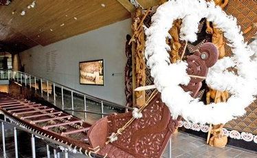 War canoe, Te Whare Waka o Te Winika at Waikato museum. War canoe, Te Whare Waka o Te Winika at Waikato museum.