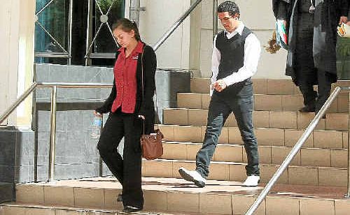 Melanie Lawton and Wayde Thorne Goltz leave the Rockhampton courthouse on Friday. Goltz received a suspended sentence for breaking the jaw of his girlfriend’s brother. Melanie Lawton and Wayde Thorne Goltz leave the Rockhampton courthouse on Friday. Goltz received a suspended sentence for breaking the jaw of his girlfriend’s brother.