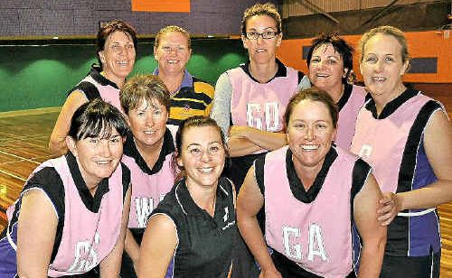 The Darkside (front, from left) Mandy Creed, Michelle Hoffman, Angela Lynch, (back) Karen Vogler, Kerry Fearby, Helena Fraser, Mandy Rutledge, Suanne O’Neill and Kirsty Caterson are in the top two in Warwick netball. The Darkside (front, from left) Mandy Creed, Michelle Hoffman, Angela Lynch, (back) Karen Vogler, Kerry Fearby, Helena Fraser, Mandy Rutledge, Suanne O’Neill and Kirsty Caterson are in the top two in Warwick netball.