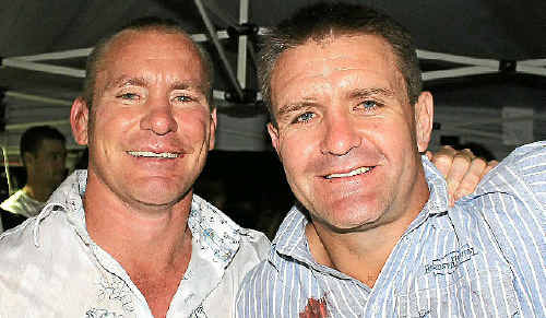 Queensland State of Origin great Shane Webcke (right) and fellow retired NRL player Kevin Campion, pictured at the 2011 Sam Faust Appeal Bullarama last month, will oppose each other in the August 20 Black Toyota Legends game in Warwick. Queensland State of Origin great Shane Webcke (right) and fellow retired NRL player Kevin Campion, pictured at the 2011 Sam Faust Appeal Bullarama last month, will oppose each other in the August 20 Black Toyota Legends game in Warwick.