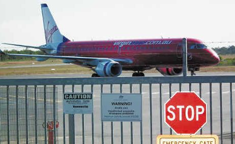 The Virgin plane on the tarmac at Hervey Bay. 