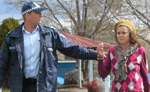 Allison Taj Frederiksen, 39, is picked up by police. Allison Taj Frederiksen, 39, is picked up by police.